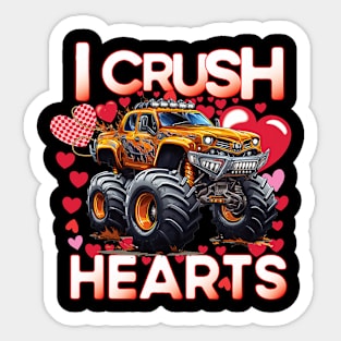 I Crush Hearts Monster Truck Toddler Boys Valentines Day Sticker